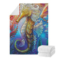 Colorful Seahorse Print Blanket
