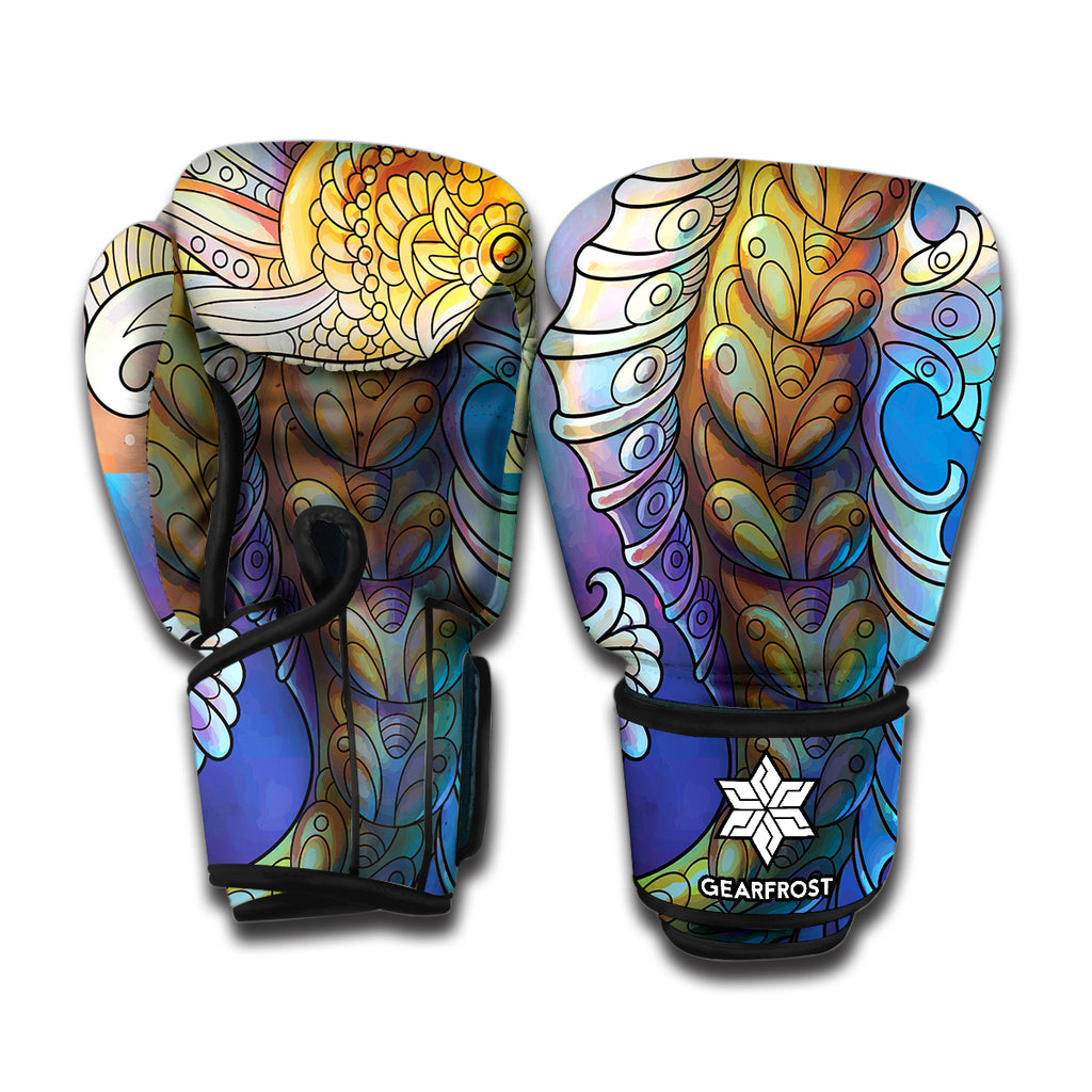 Colorful Seahorse Print Boxing Gloves