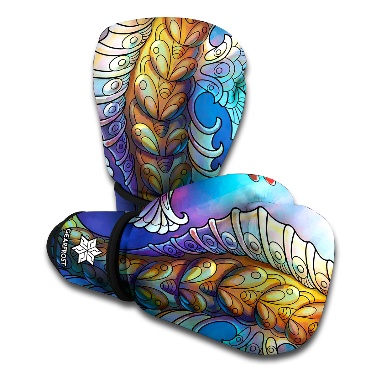 Colorful Seahorse Print Boxing Gloves