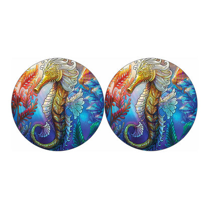 Colorful Seahorse Print Car Coasters