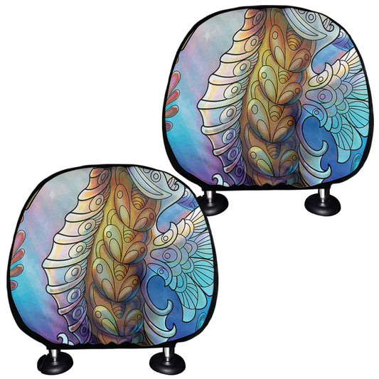 Colorful Seahorse Print Car Headrest Covers