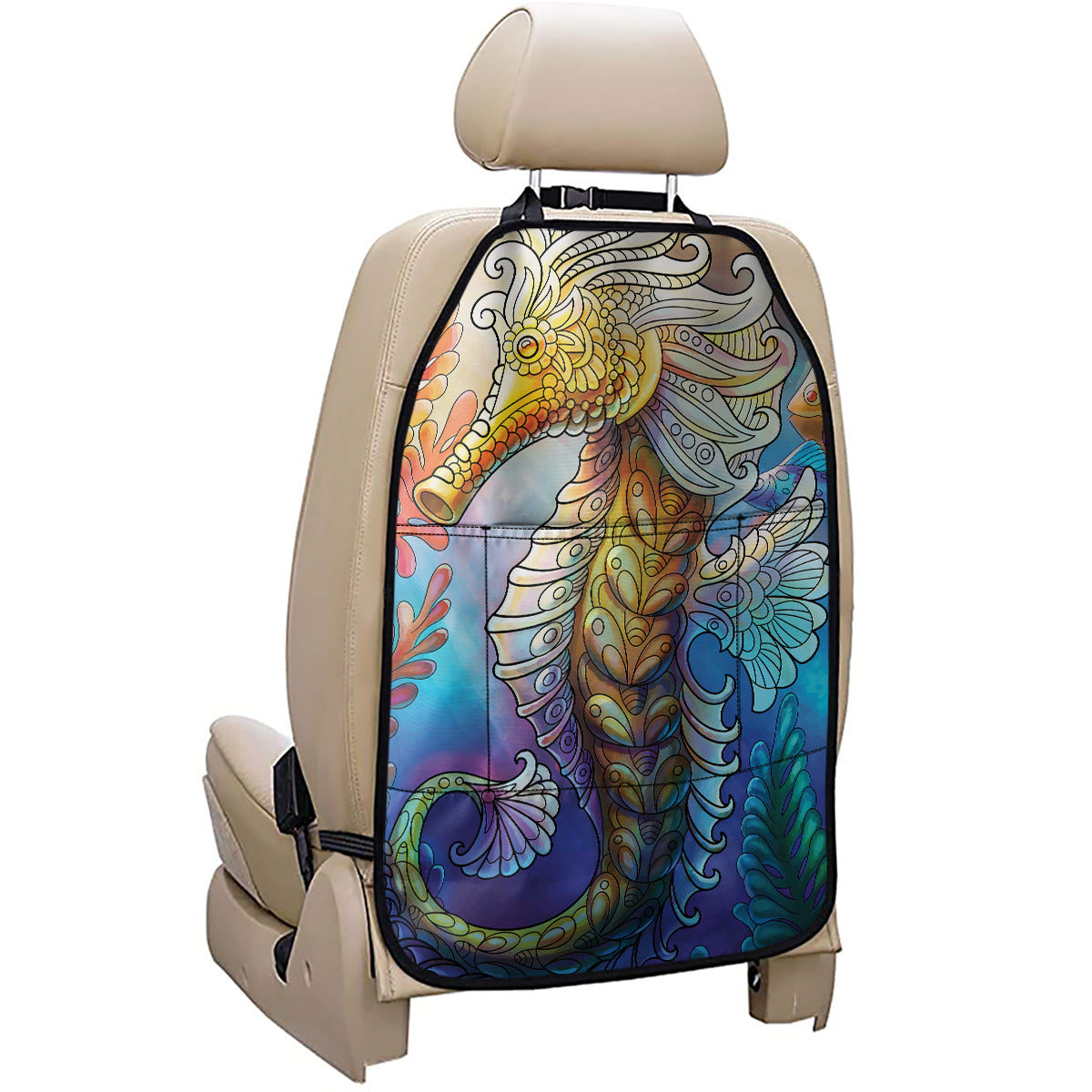 Colorful Seahorse Print Car Seat Organizers
