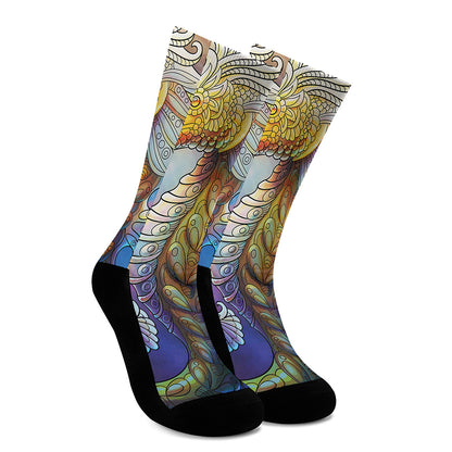 Colorful Seahorse Print Crew Socks