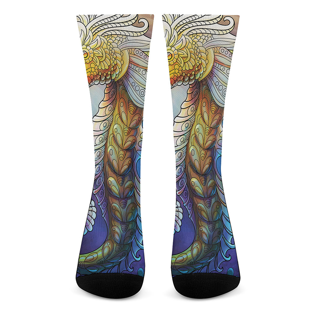 Colorful Seahorse Print Crew Socks