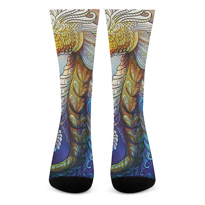 Colorful Seahorse Print Crew Socks