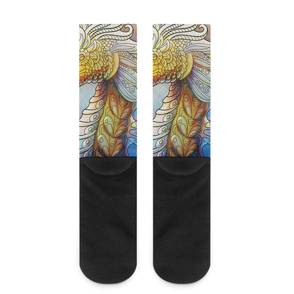 Colorful Seahorse Print Crew Socks