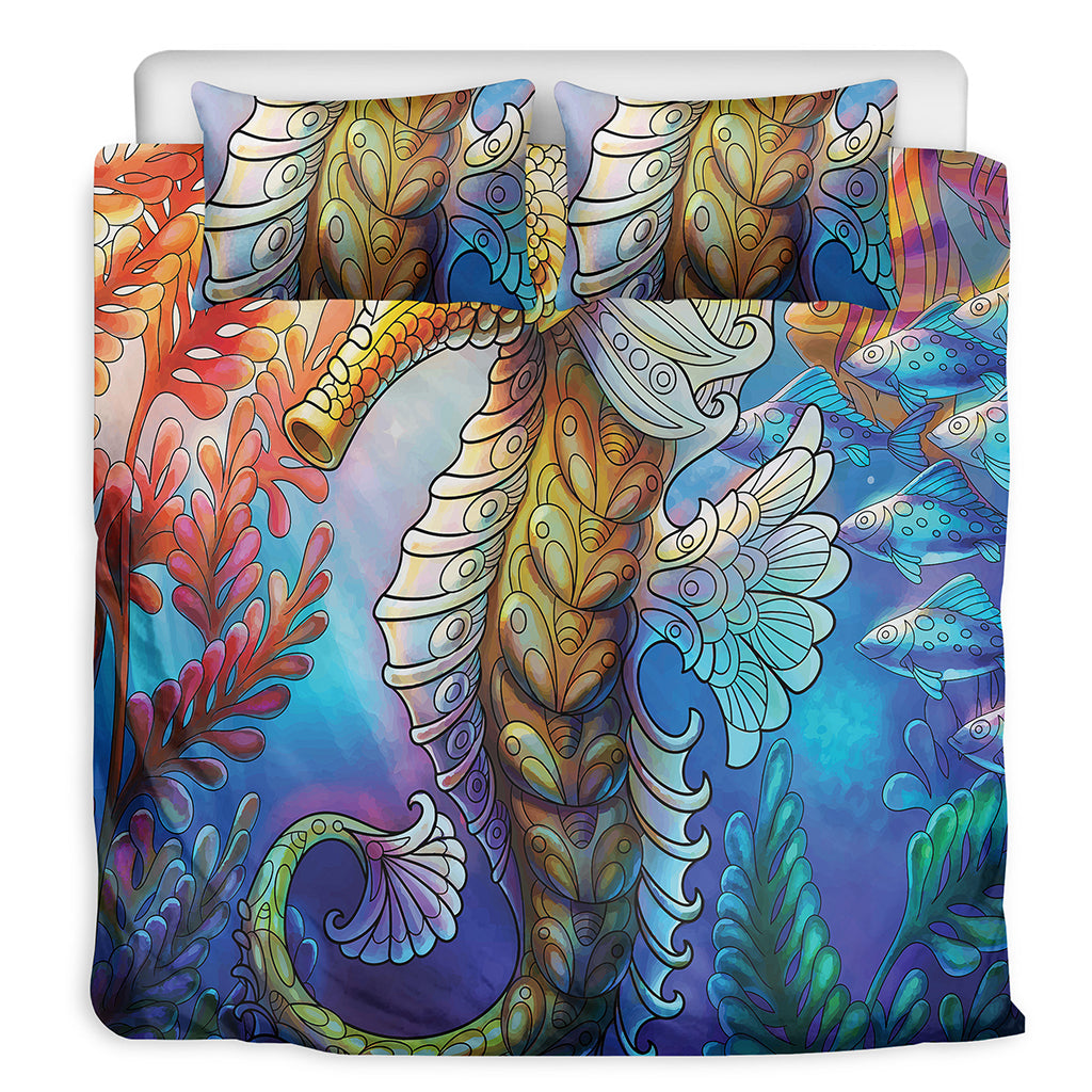 Colorful Seahorse Print Duvet Cover Bedding Set