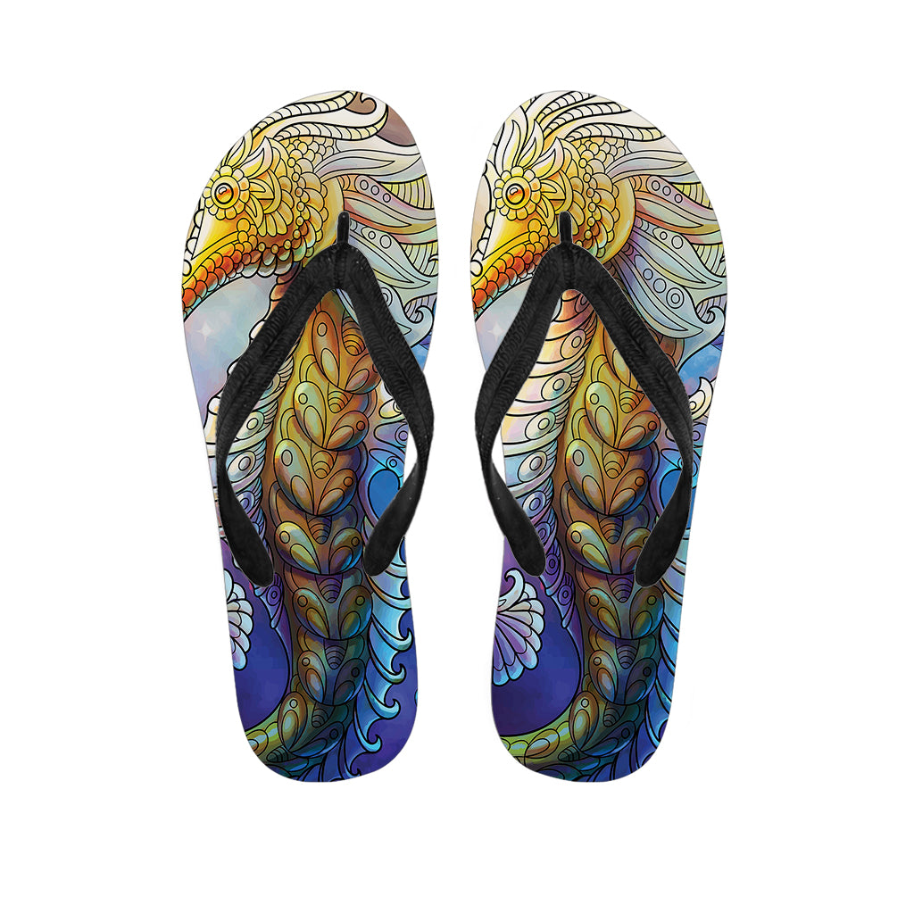 Colorful Seahorse Print Flip Flops