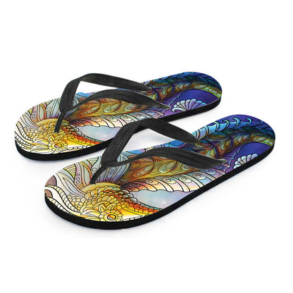 Colorful Seahorse Print Flip Flops