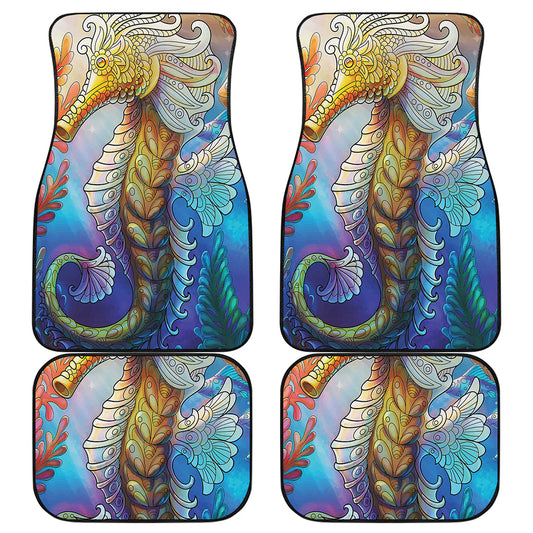 Colorful Seahorse Print Front and Back Car Floor Mats