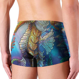 Colorful Seahorse Print Men's Boxer Briefs