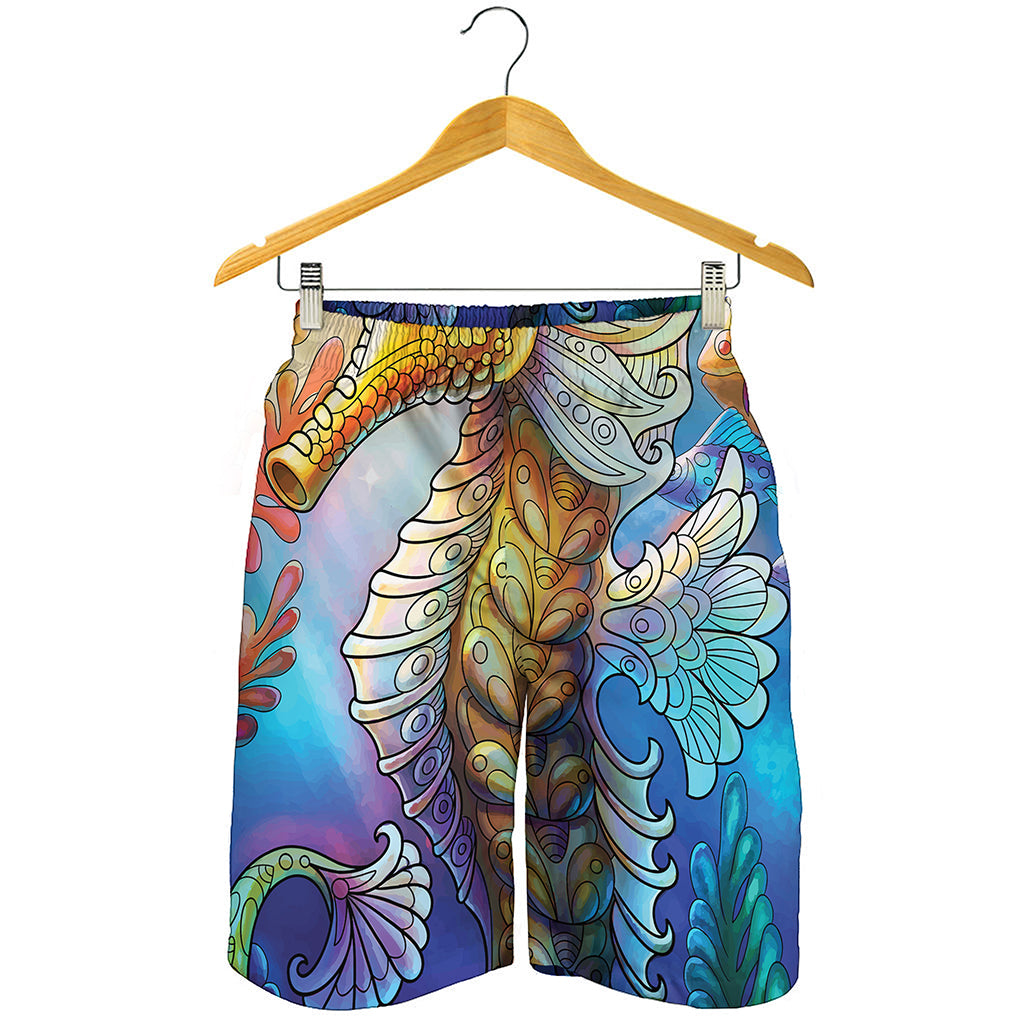 Colorful Seahorse Print Men's Shorts