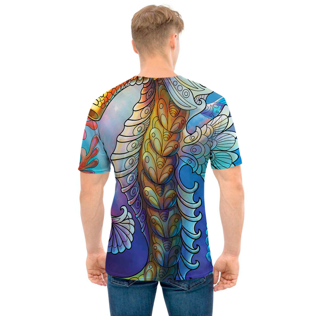 Colorful Seahorse Print Men's T-Shirt
