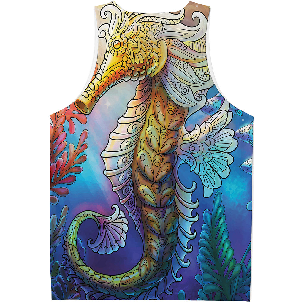 Colorful Seahorse Print Men's Tank Top
