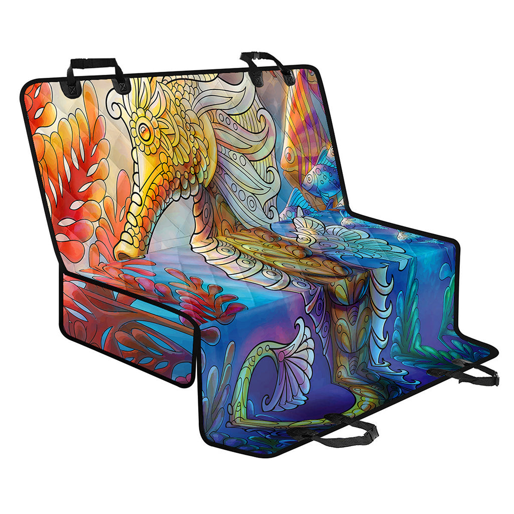 Colorful Seahorse Print Pet Car Back Seat Cover