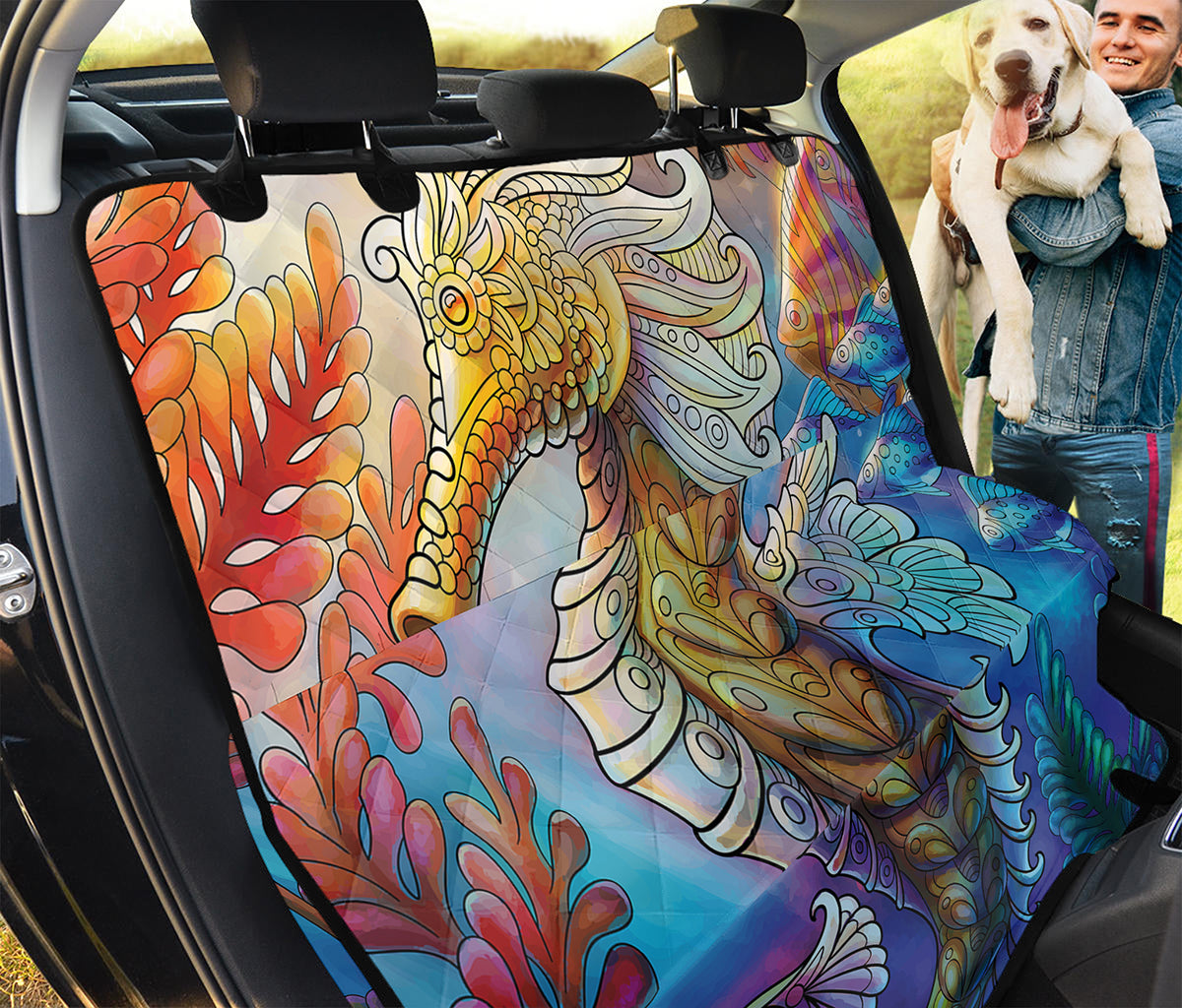 Colorful Seahorse Print Pet Car Back Seat Cover