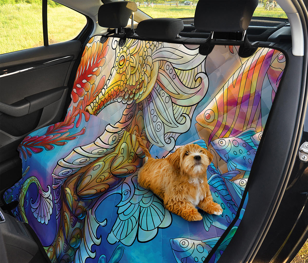 Colorful Seahorse Print Pet Car Back Seat Cover