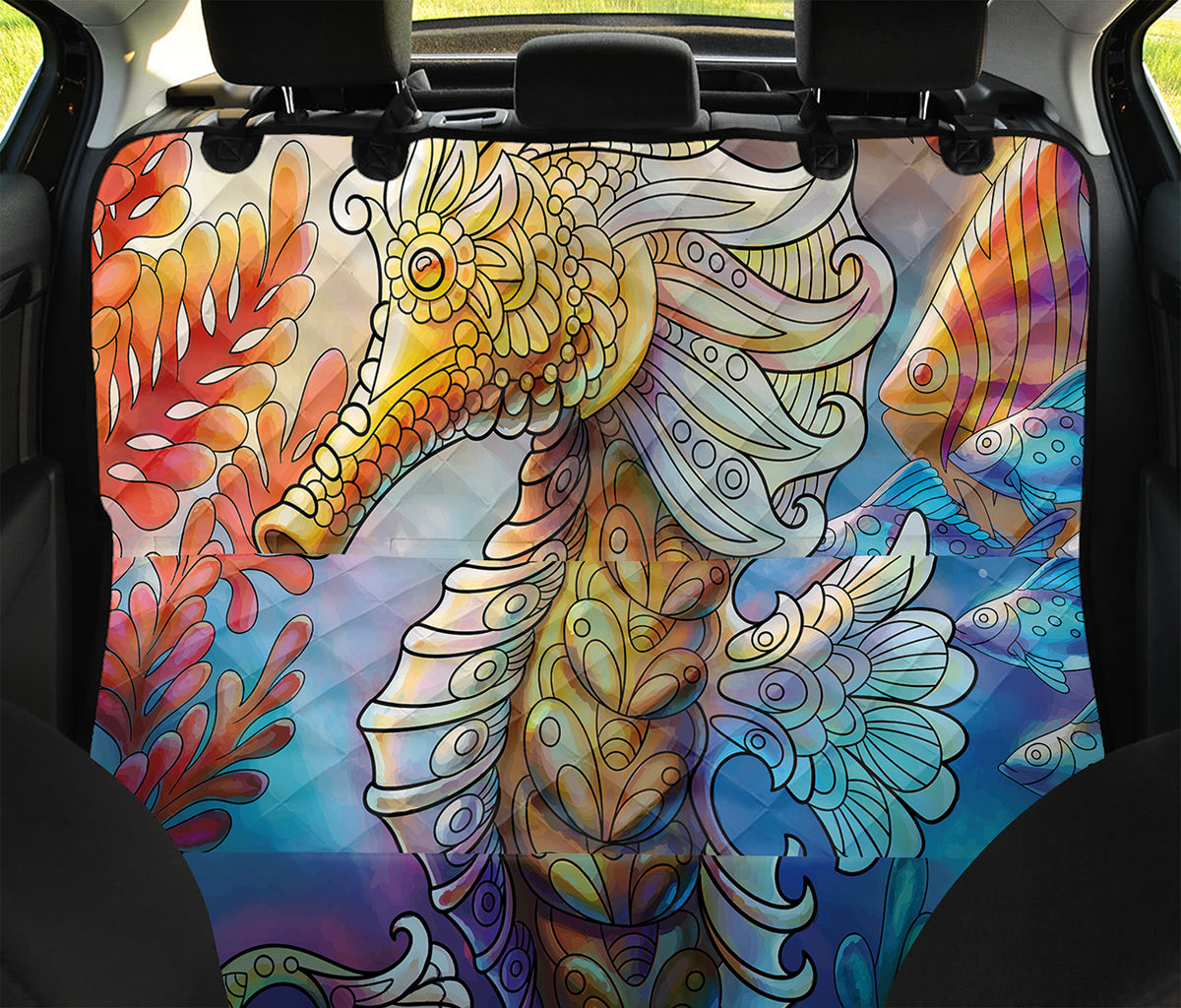 Colorful Seahorse Print Pet Car Back Seat Cover