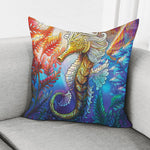 Colorful Seahorse Print Pillow Cover