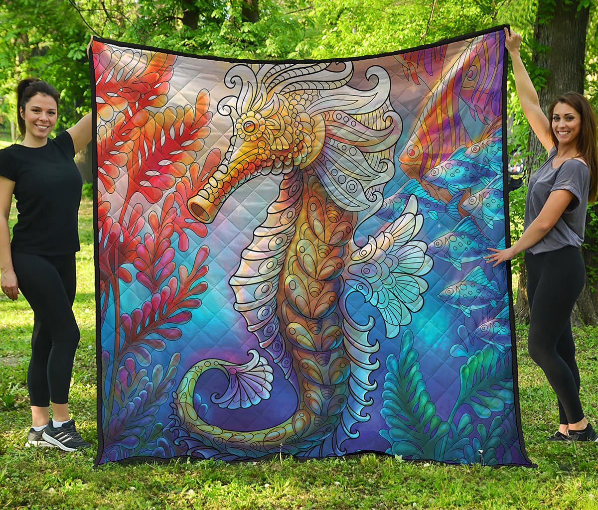 Colorful Seahorse Print Quilt