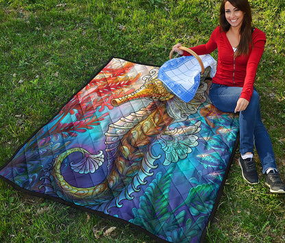 Colorful Seahorse Print Quilt