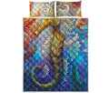 Colorful Seahorse Print Quilt Bed Set