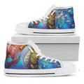 Colorful Seahorse Print White High Top Sneakers
