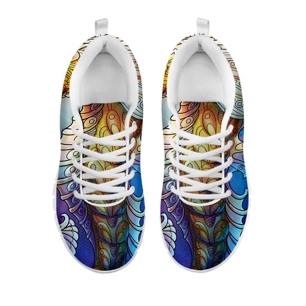 Colorful Seahorse Print White Sneakers