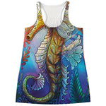 Colorful Seahorse Print Women's Racerback Tank Top