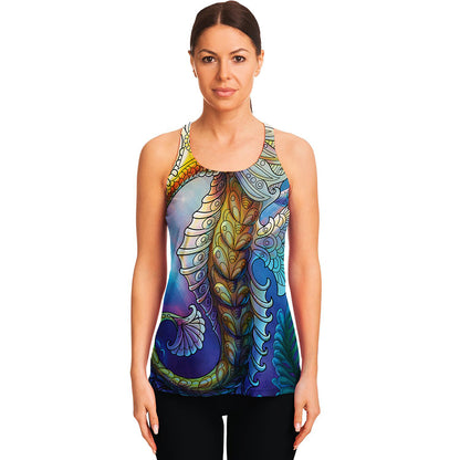 Colorful Seahorse Print Women's Racerback Tank Top