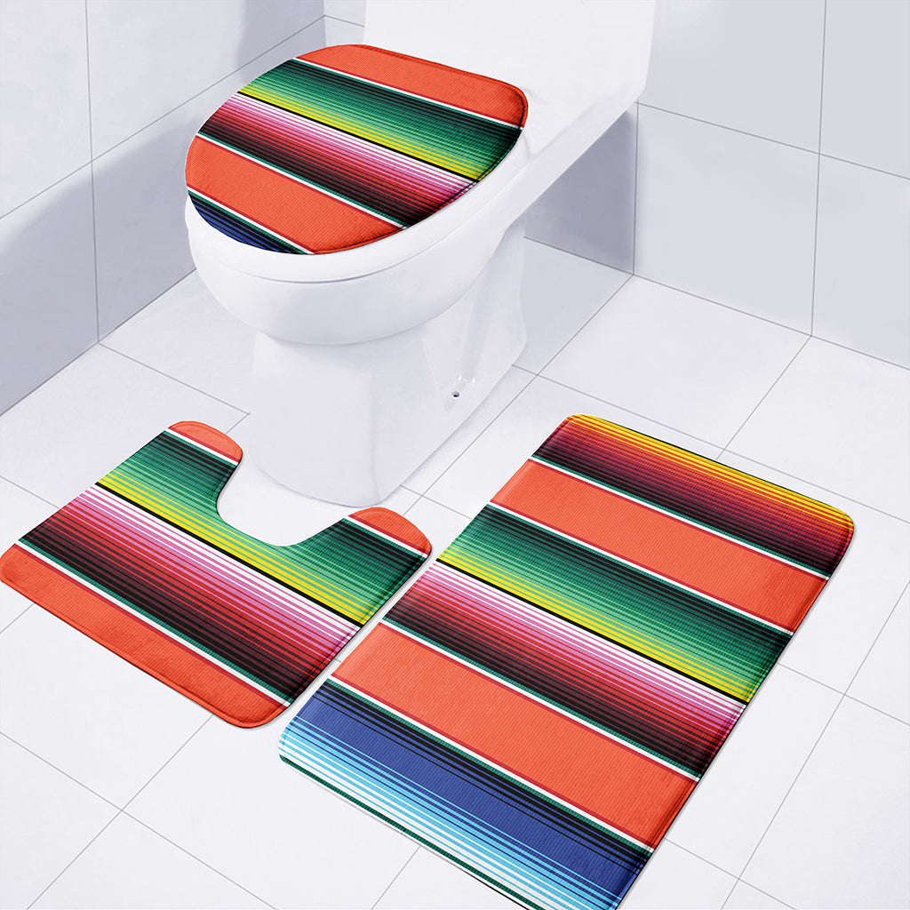Colorful Serape Blanket Pattern Print 3 Piece Bath Mat Set
