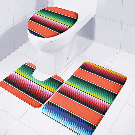 Colorful Serape Blanket Pattern Print 3 Piece Bath Mat Set