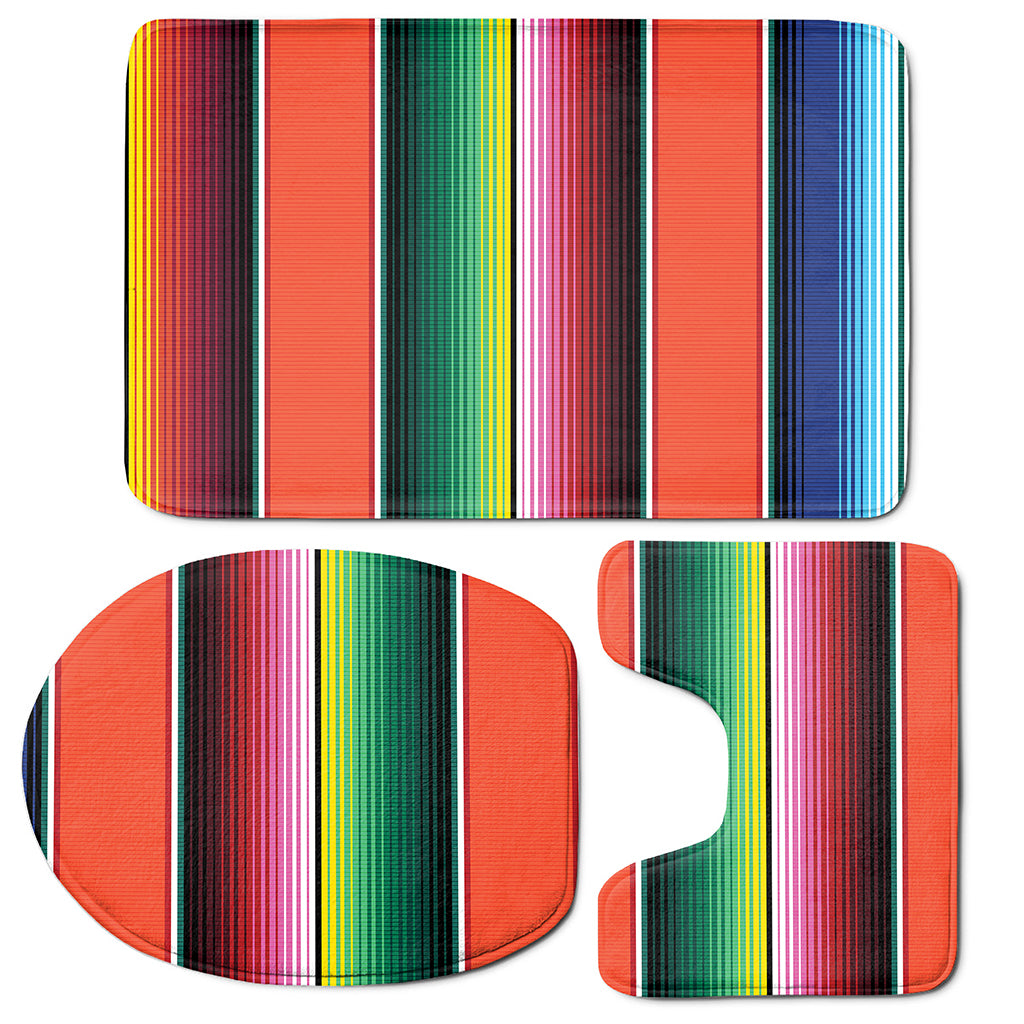 Colorful Serape Blanket Pattern Print 3 Piece Bath Mat Set
