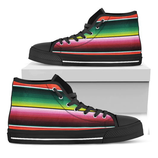 Colorful Serape Blanket Pattern Print Black High Top Shoes