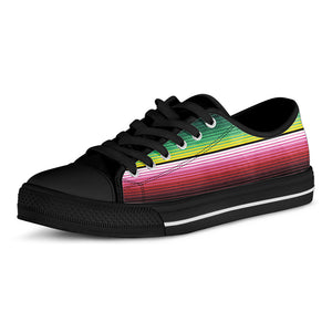 Colorful Serape Blanket Pattern Print Black Low Top Shoes