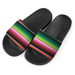 Colorful Serape Blanket Pattern Print Black Slide Sandals