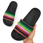 Colorful Serape Blanket Pattern Print Black Slide Sandals