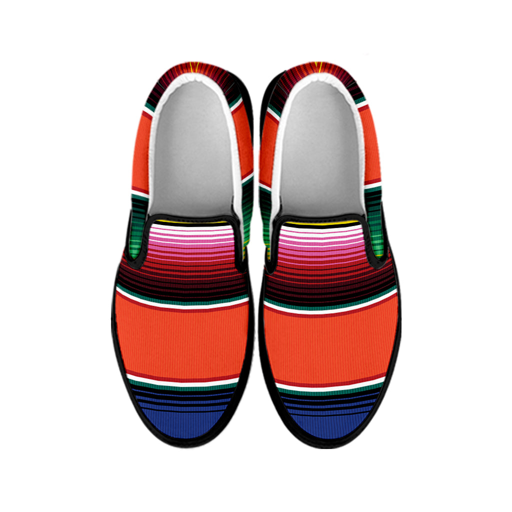 Colorful Serape Blanket Pattern Print Black Slip On Shoes