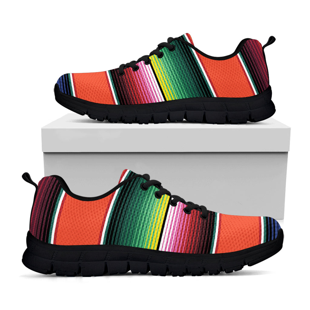 Colorful Serape Blanket Pattern Print Black Sneakers