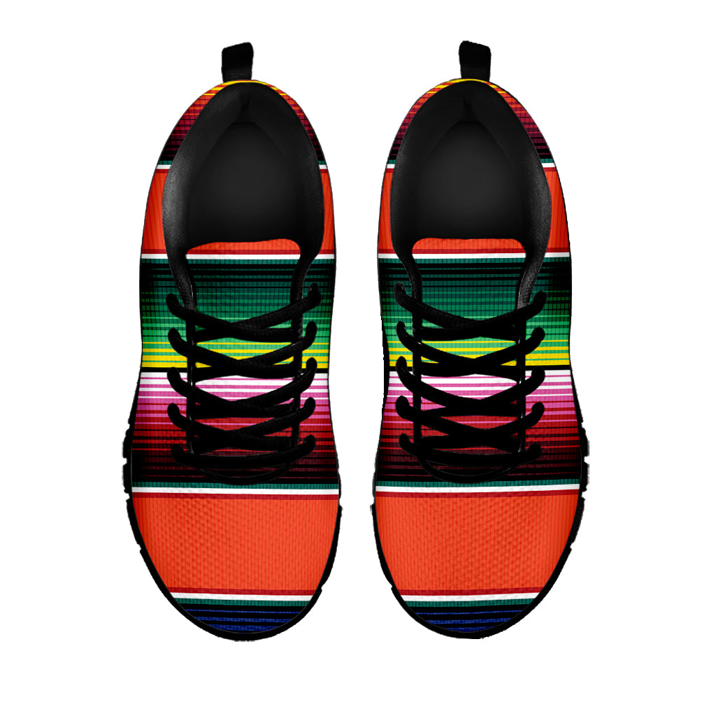 Colorful Serape Blanket Pattern Print Black Sneakers