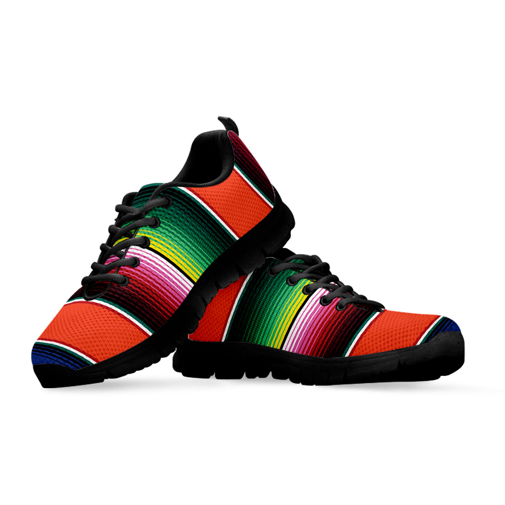 Colorful Serape Blanket Pattern Print Black Sneakers