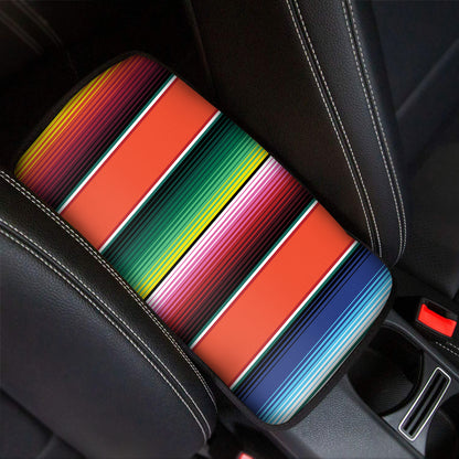 Colorful Serape Blanket Pattern Print Car Center Console Cover