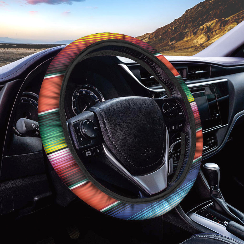 Colorful Serape Blanket Pattern Print Car Steering Wheel Cover