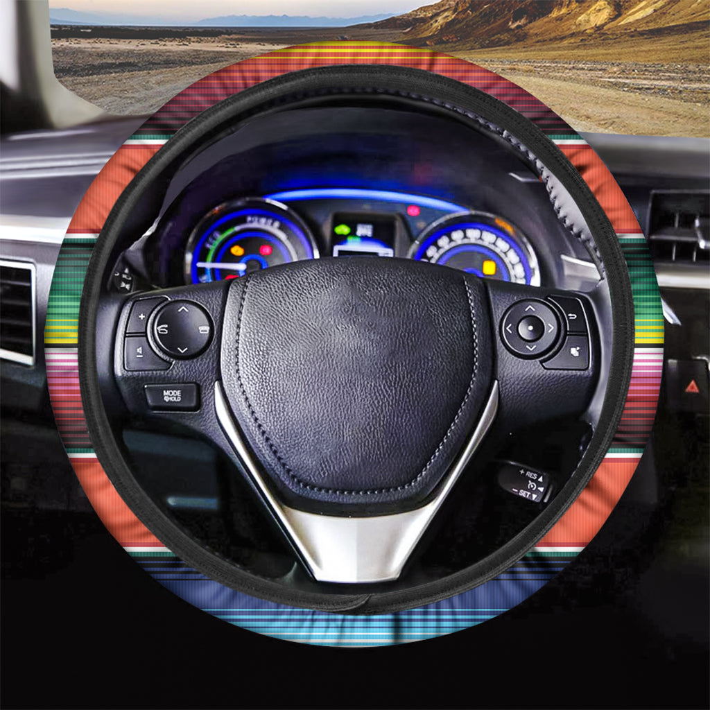 Colorful Serape Blanket Pattern Print Car Steering Wheel Cover