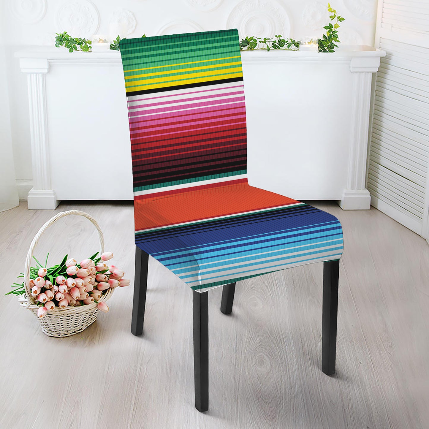 Colorful Serape Blanket Pattern Print Dining Chair Slipcover
