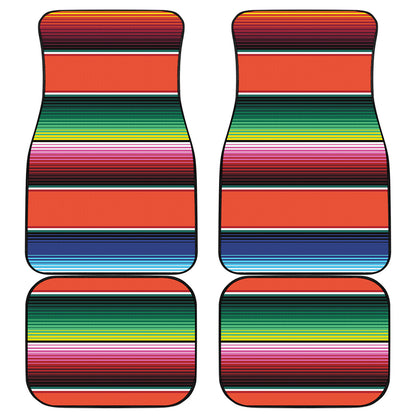 Colorful Serape Blanket Pattern Print Front and Back Car Floor Mats
