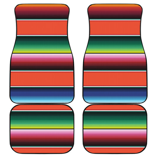 Colorful Serape Blanket Pattern Print Front and Back Car Floor Mats