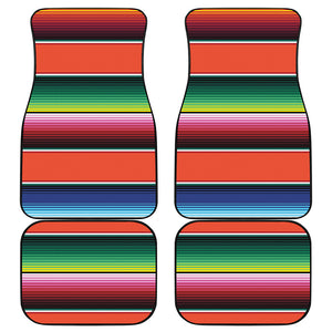 Colorful Serape Blanket Pattern Print Front and Back Car Floor Mats