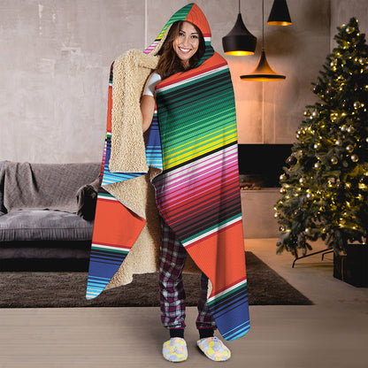 Colorful Serape Blanket Pattern Print Hooded Blanket