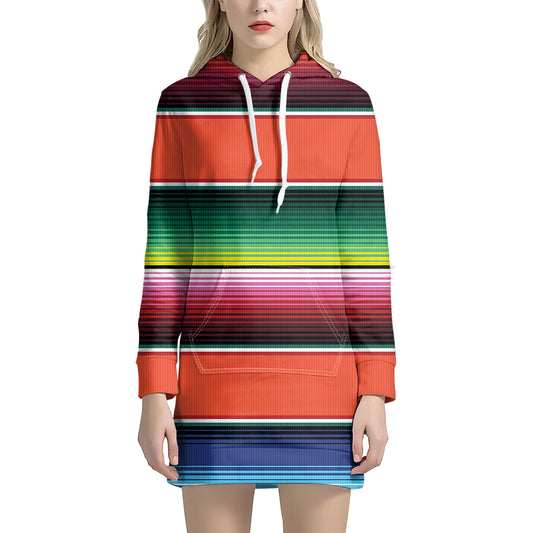 Colorful Serape Blanket Pattern Print Hoodie Dress